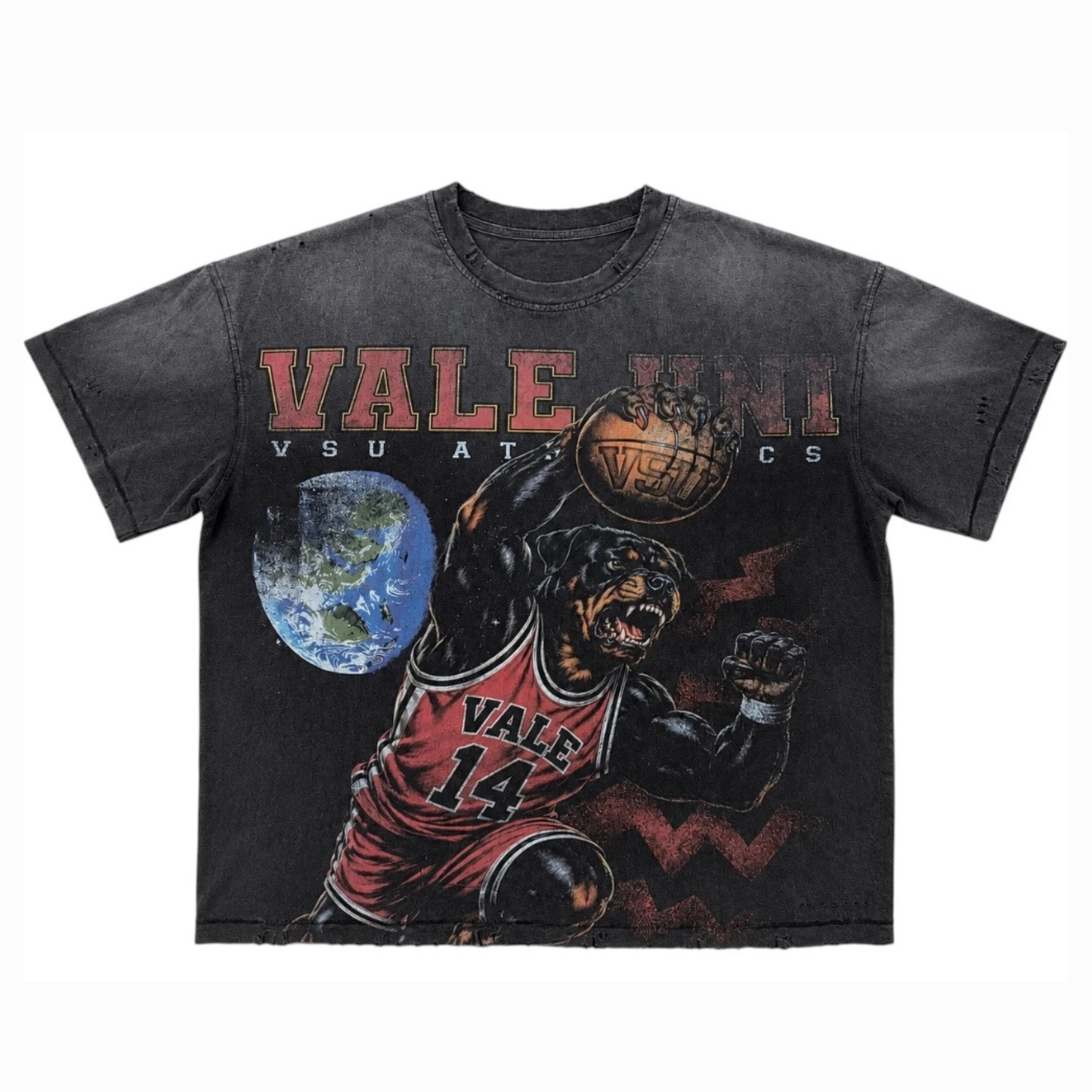 Valley Dreams VSU Athletics Dog Basketball Faded Black Tee