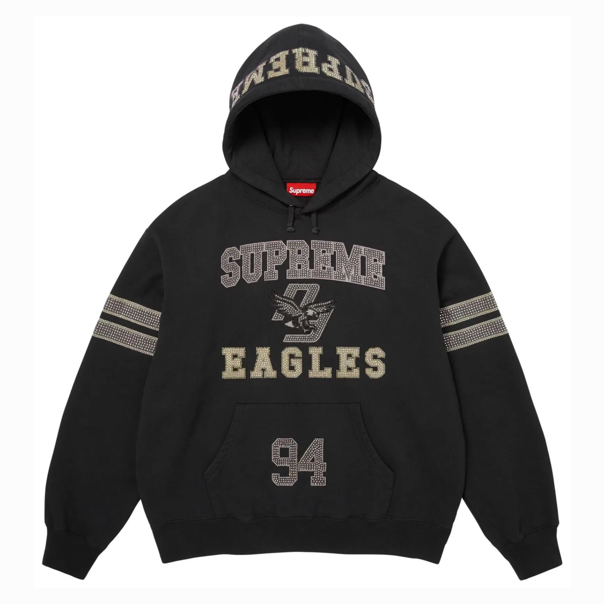 Supreme Rhinestone Eagle Hooded Sweatshirt 'Black'