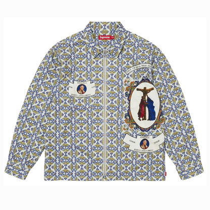 Supreme Devotion Flannel Zip Up Shirt 'White'