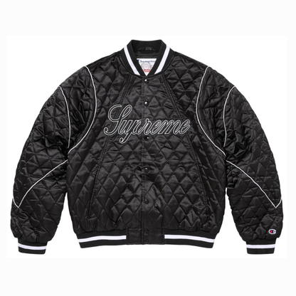 Supreme x Champion Quilted Satin Varsity Jacket 'Black'