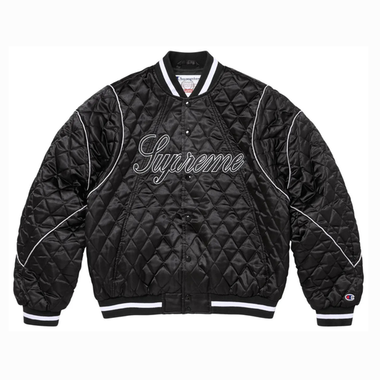 Supreme x Champion Quilted Satin Varsity Jacket 'Black'