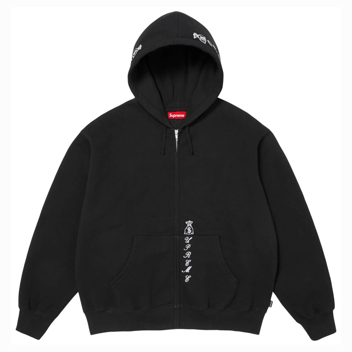 Supreme God Over Money Zip Up Hooded Sweatshirt 'Black'