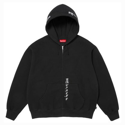 Supreme God Over Money Zip Up Hooded Sweatshirt 'Black'