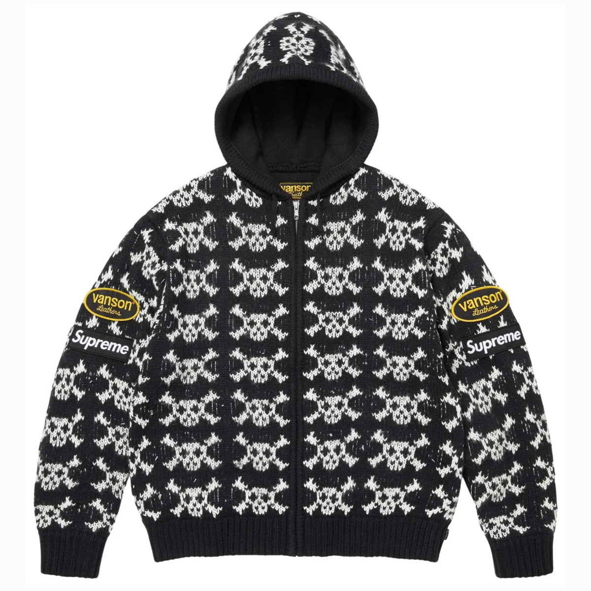 Supreme x Vanson Leathers Skull Zip Up Hooded Sweater 'Black'
