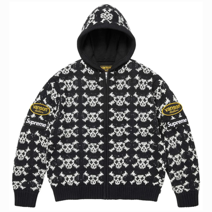 Supreme x Vanson Leathers Skull Zip Up Hooded Sweater 'Black'