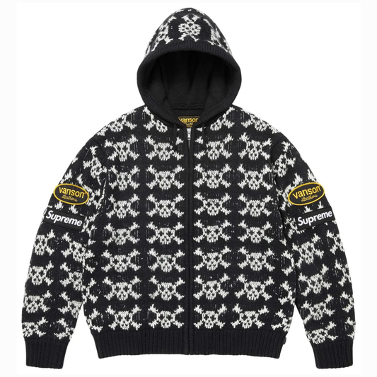 Supreme x Vanson Leathers Skull Zip Up Hooded Sweater 'Black'