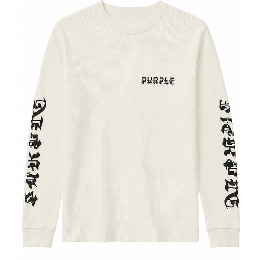 Purple Brand Long Sleeve Waffle Knit Logo Tee