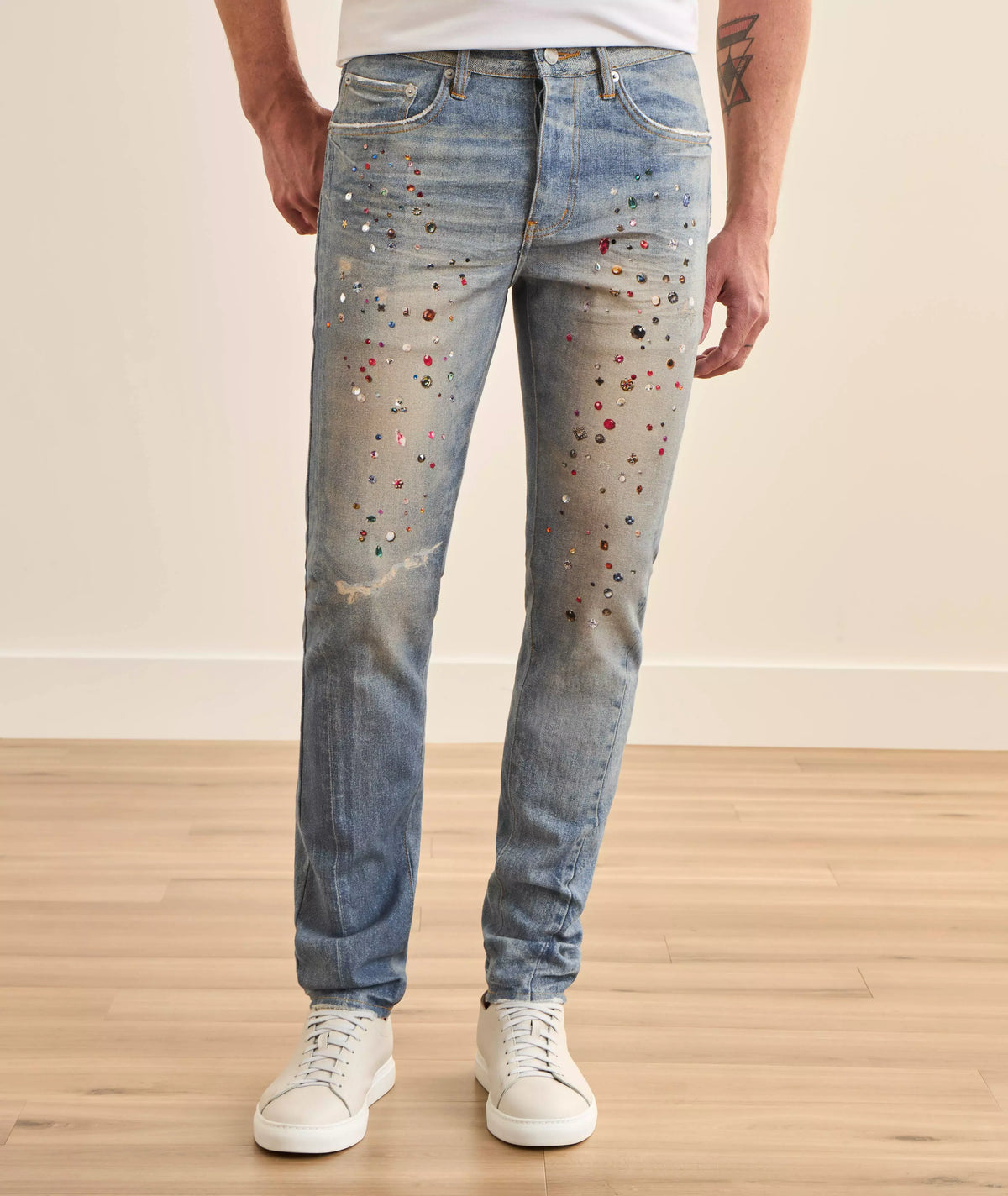Purple Brand Jewel Print Skinny Jeans