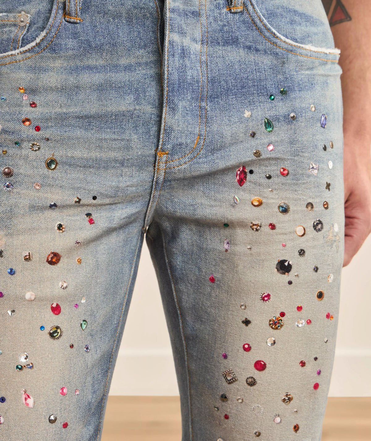 Purple Brand Jewel Print Skinny Jeans