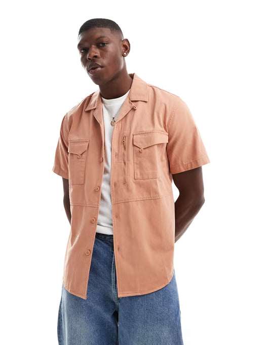 ONLY & SONS 3 pocket utility Shirt in light Orange
