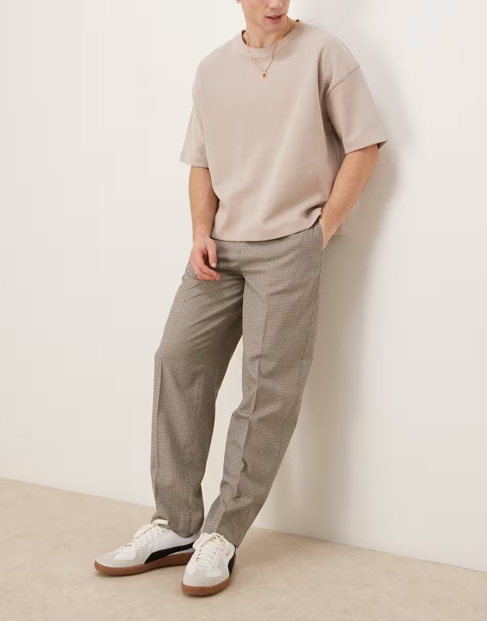 ASOS Oversized billionaire tapered pants in brown