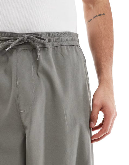 ASOS Pleated oversized curved pants in gray