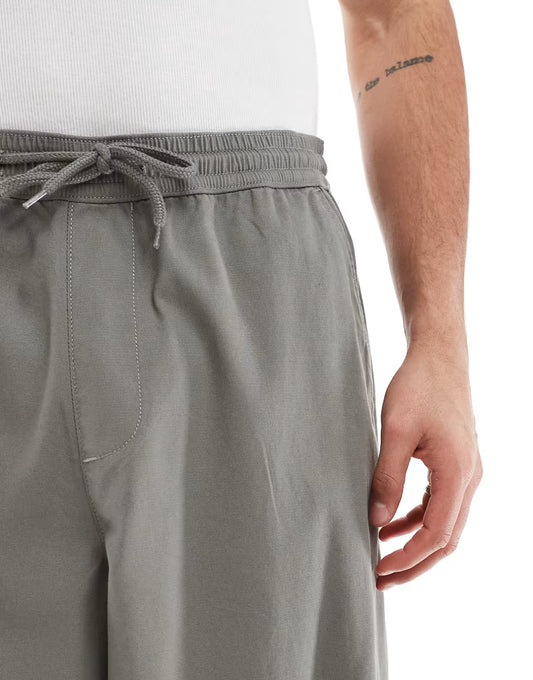 ASOS Pleated oversized curved pants in gray