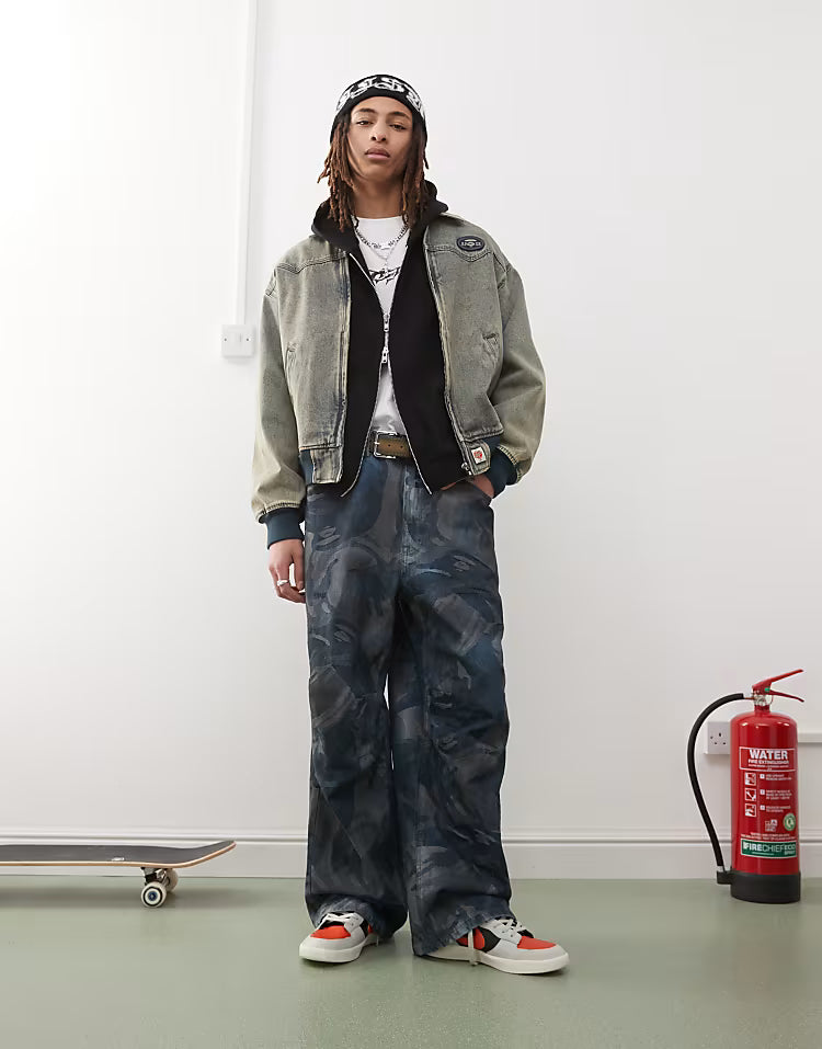 Aape by A Bathing Ape Adjustable Denim Jeans Camouflage in Blue