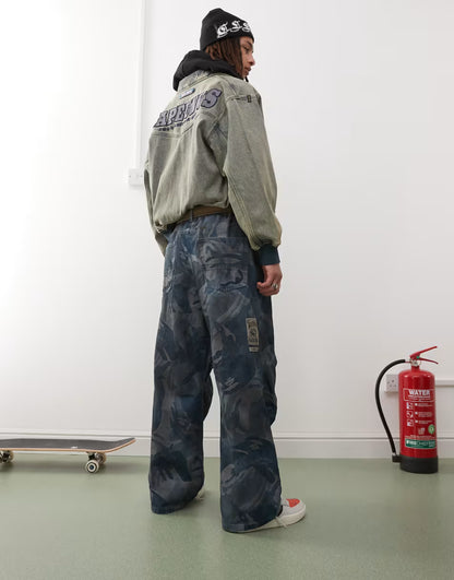 Aape by A Bathing Ape Adjustable Denim Jeans Camouflage in Blue