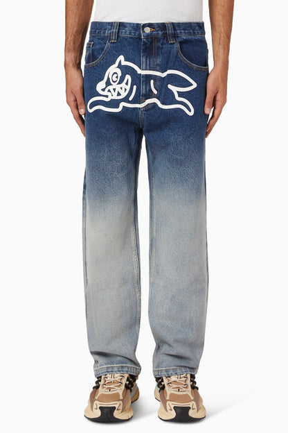ICECREAM Fade Out Running Dog Double Scoop Pants in Denim