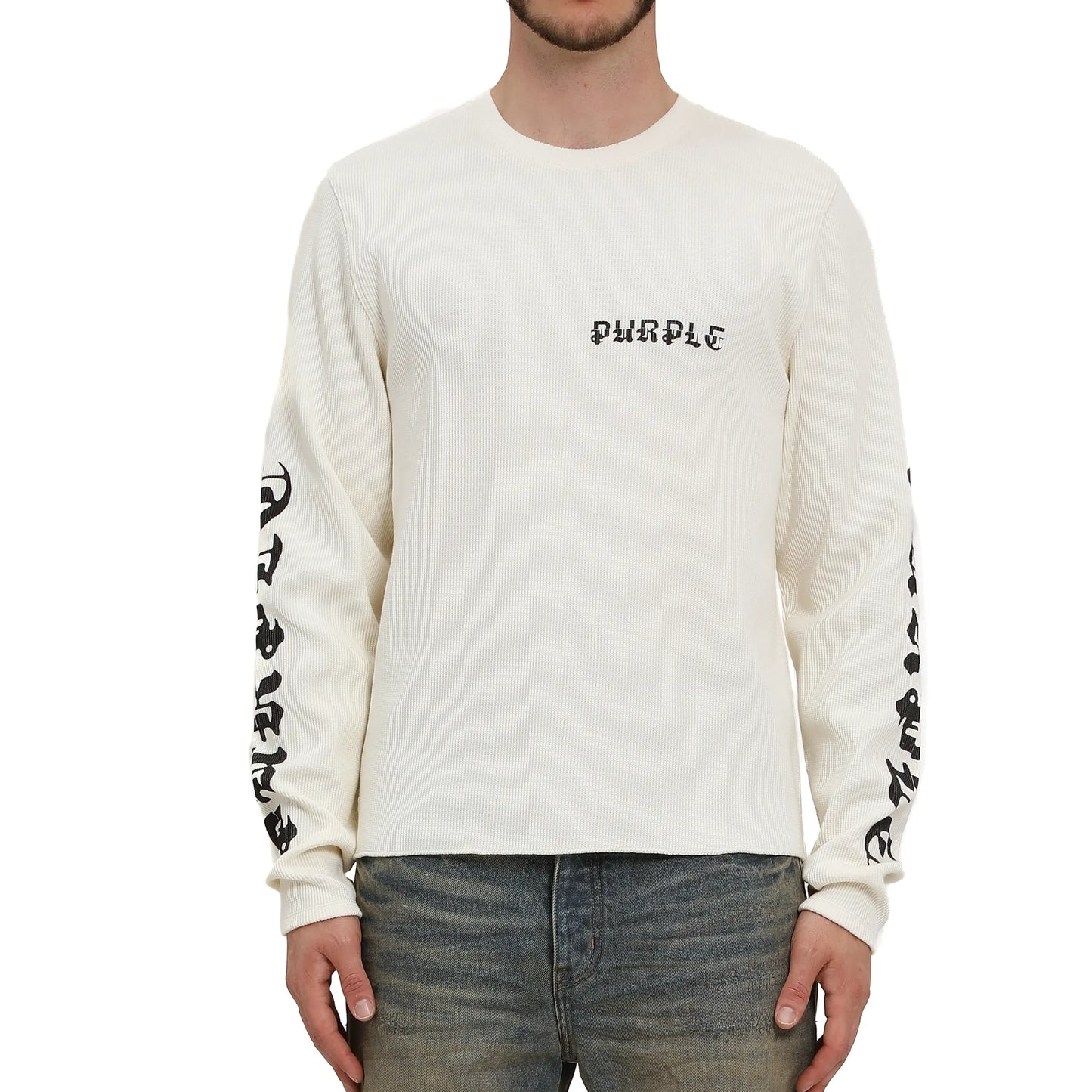 Purple Brand Long Sleeve Waffle Knit Logo Tee