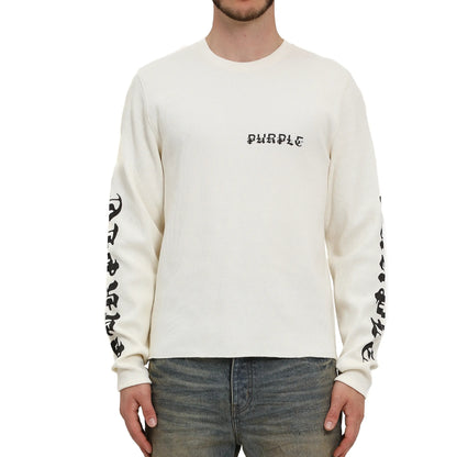 Purple Brand Long Sleeve Waffle Knit Logo Tee