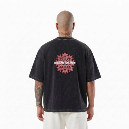 DELICATE BALANCE Vintage black Heavyweight Boxy Tee