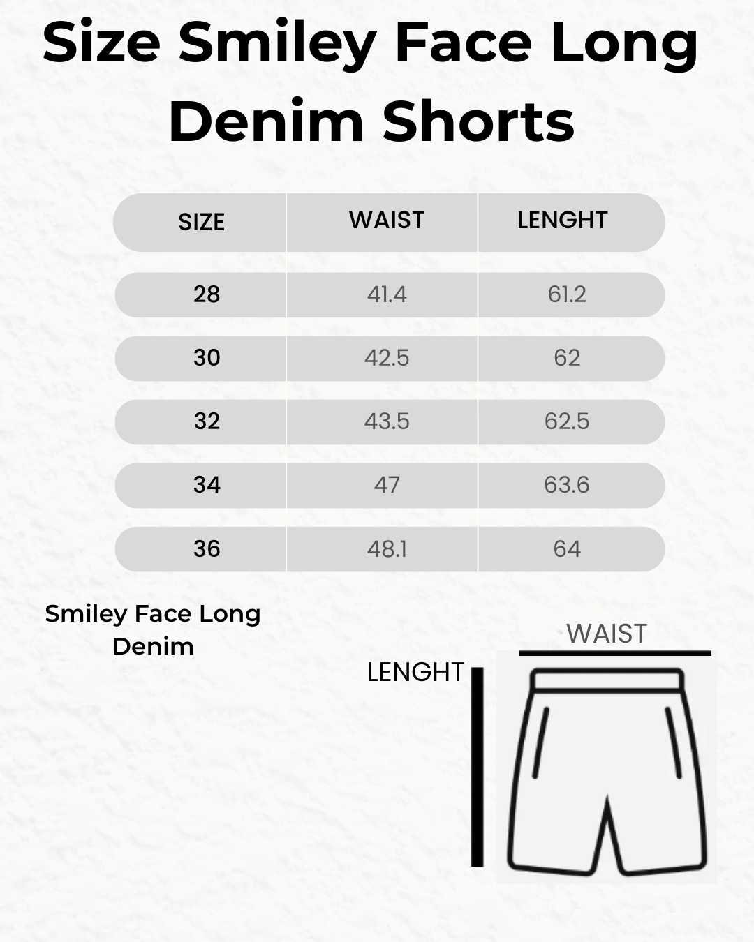 WEZC Smiley Face Long Denim Shorts