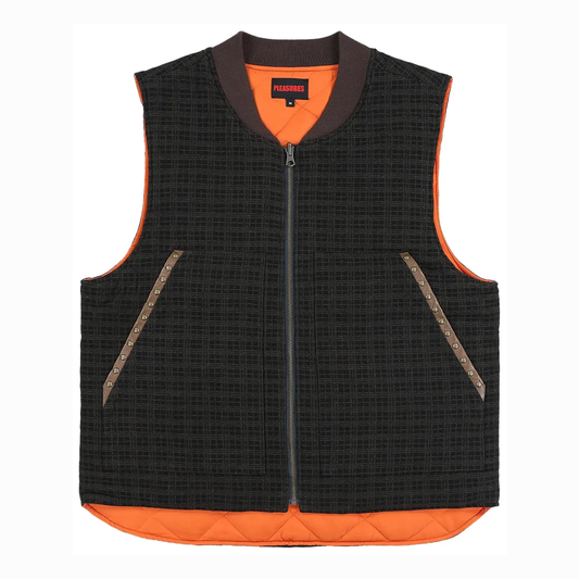 Pleasures Chaleco Denim Vest 'Brown Plaid'