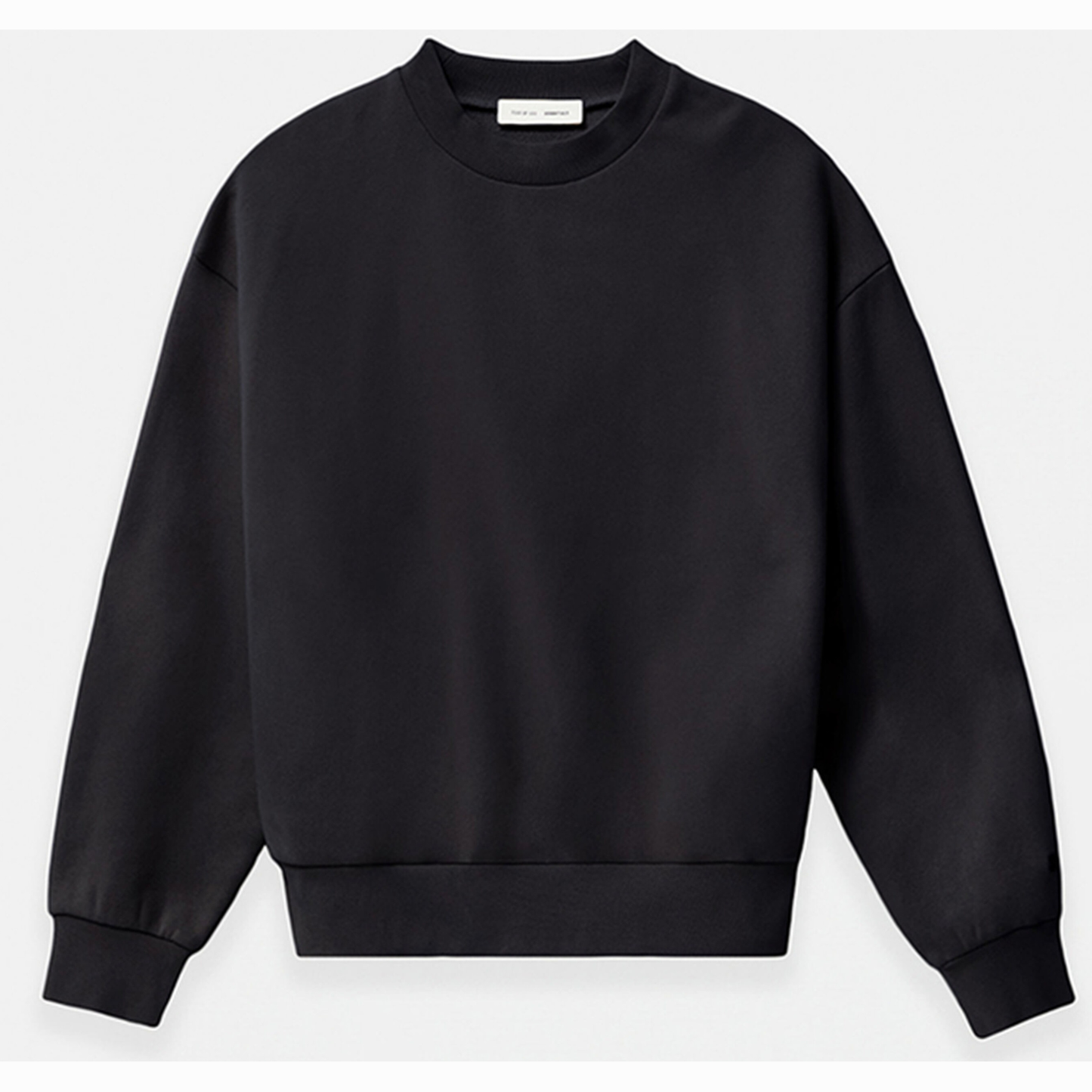Fear of God Essentials Jet Black Classic Fleece Crew Neck Sweatshirt