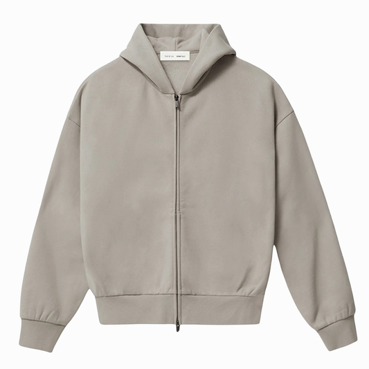 Fear of God Essentials Smoke Grey Classic Fleece Zip Up Hoodie