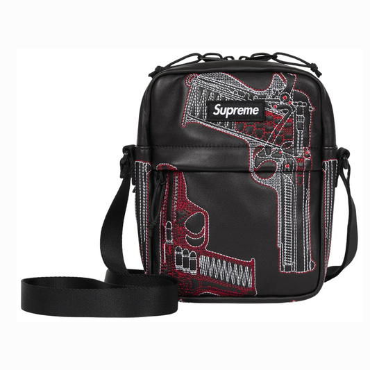 Supreme Guns Embroidered Leather Shoulder Bag 'Black'