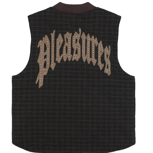 Pleasures Chaleco Denim Vest 'Brown Plaid'