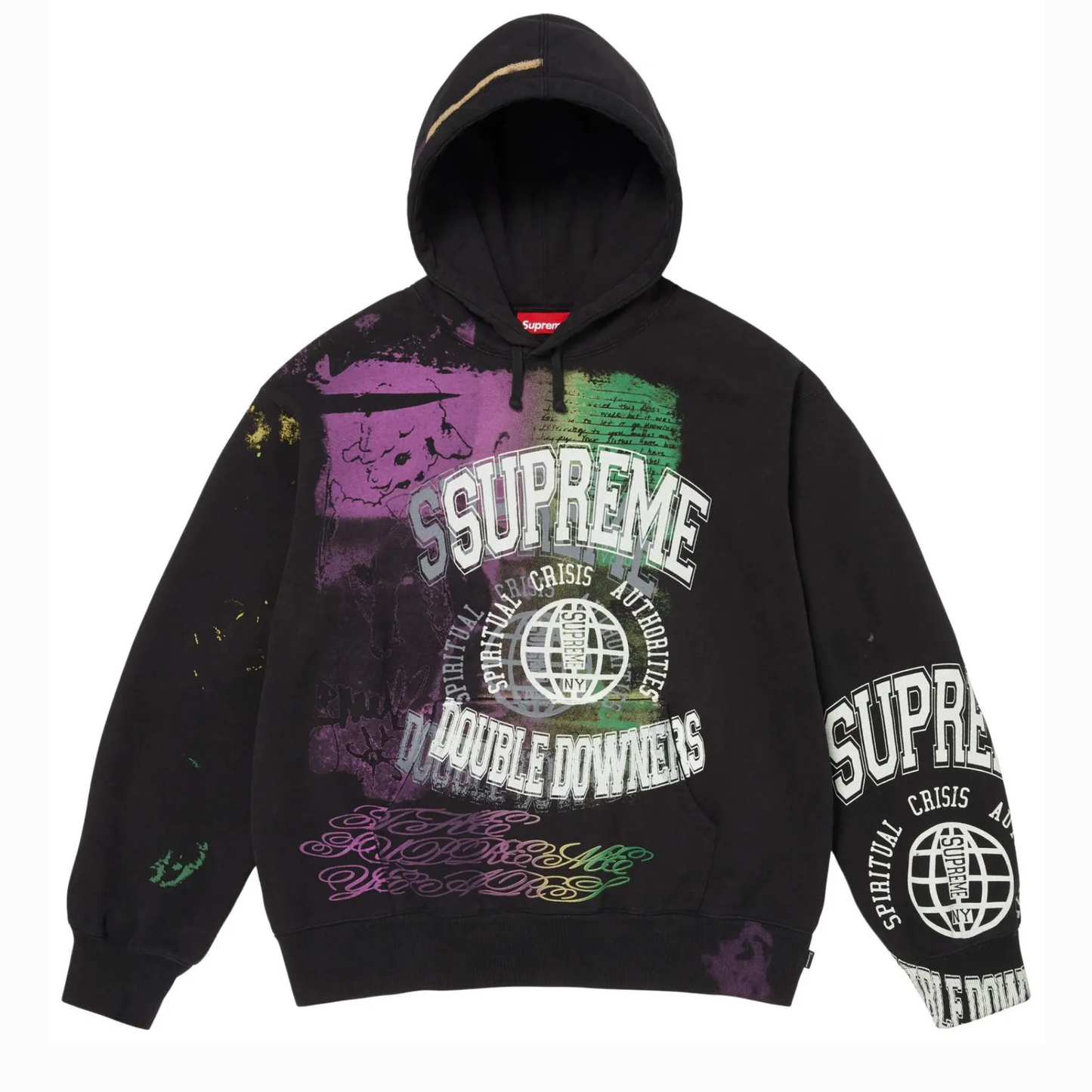 Supreme Overprint Hooded Sweatshirt 'Black'