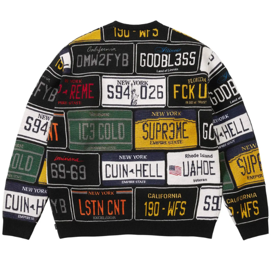 Supreme License Plate Sweater 'Black'