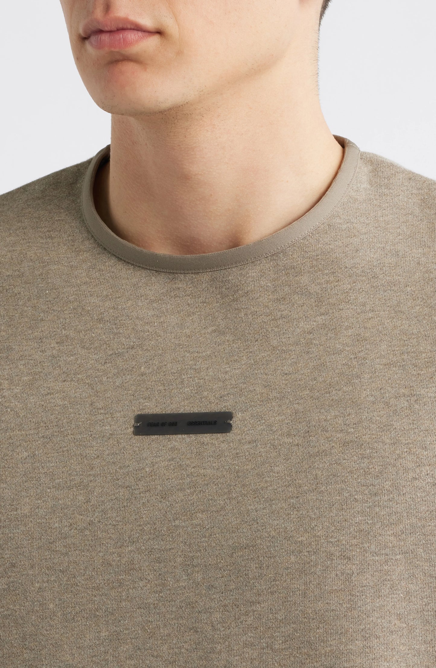 Fear of God Essentials Fleece Crewneck in Beige Founded
