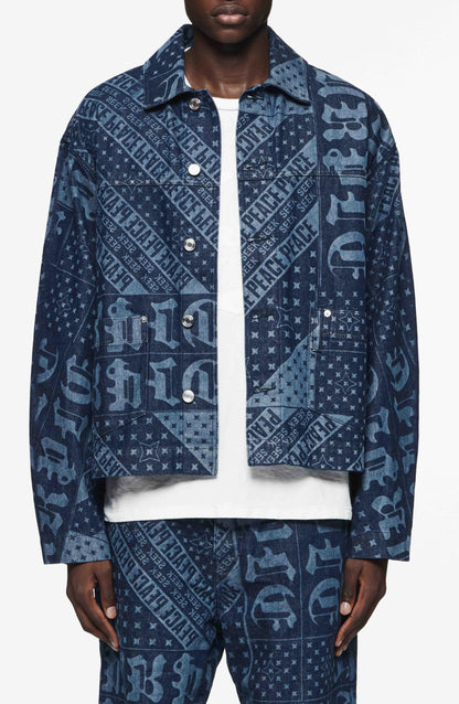 Purple Brand Laser Flag Denim Chore Jacket