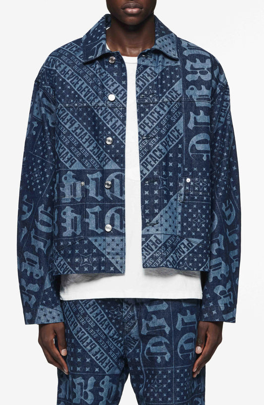Purple Brand Laser Flag Denim Chore Jacket