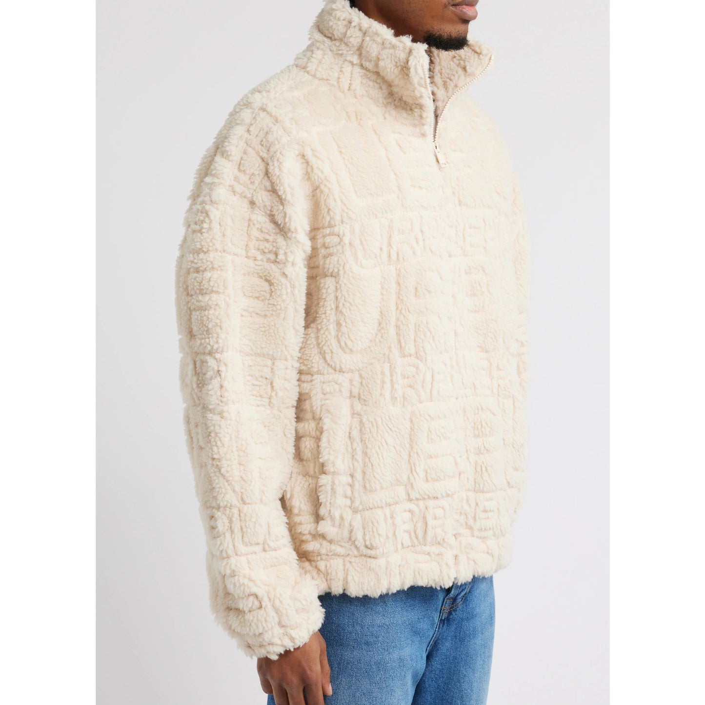 Purple Brand Wordmark Repeat High Pile Fleece Jacket
