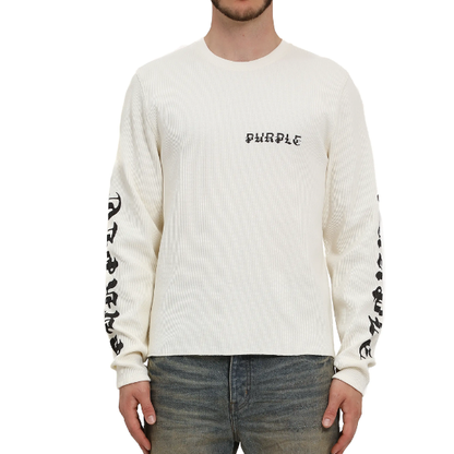 Purple Brand Long Sleeve Waffle Knit Logo Tee