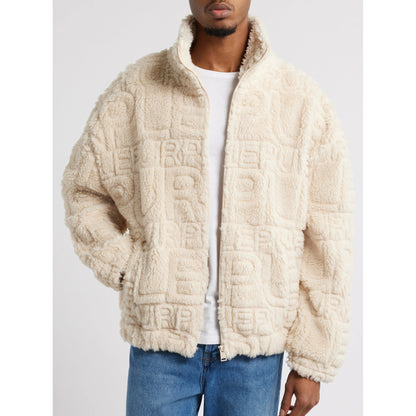 Purple Brand Wordmark Repeat High Pile Fleece Jacket