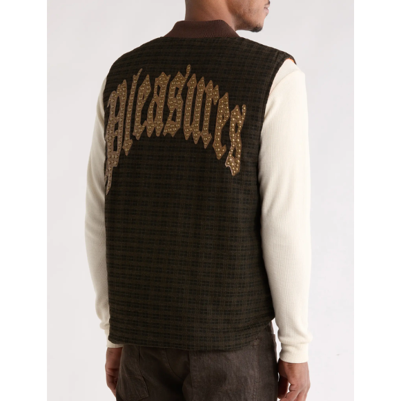 Pleasures Chaleco Denim Vest 'Brown Plaid'