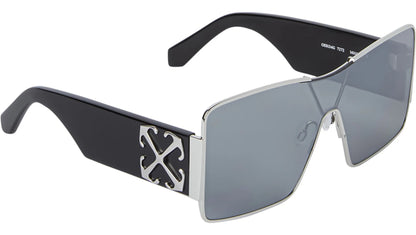 OFF-WHITE ASPEN Silver Mirror Shield  Sunglasses