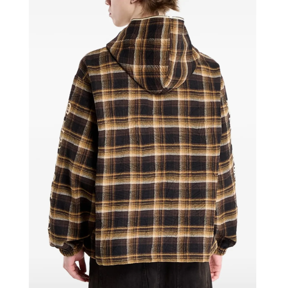 Pleasures Groove Zip Poncho Hoodie Brown Plaid