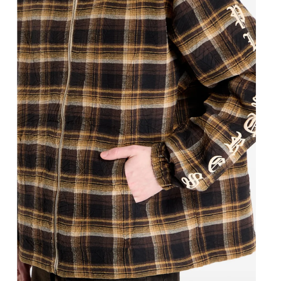 Pleasures Groove Zip Poncho Hoodie Brown Plaid