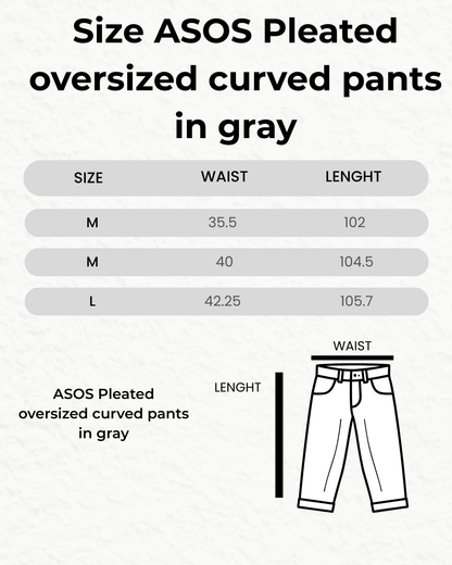 ASOS Pleated oversized curved pants in gray