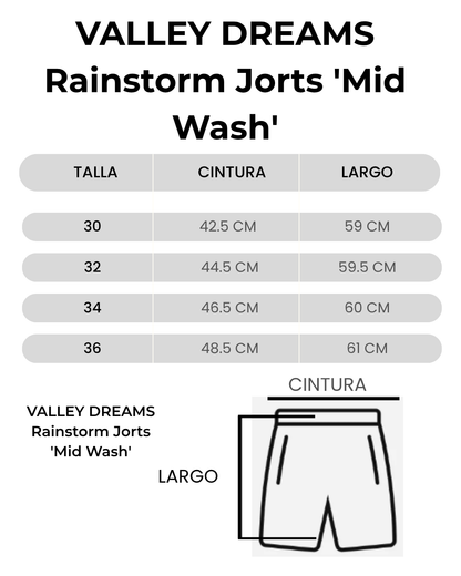 VALLEY DREAMS Rainstorm Jorts 'Mid Wash'