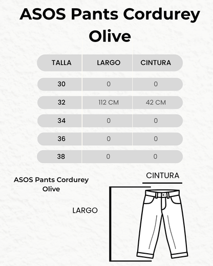 ASOS Pants Cordurey Olive