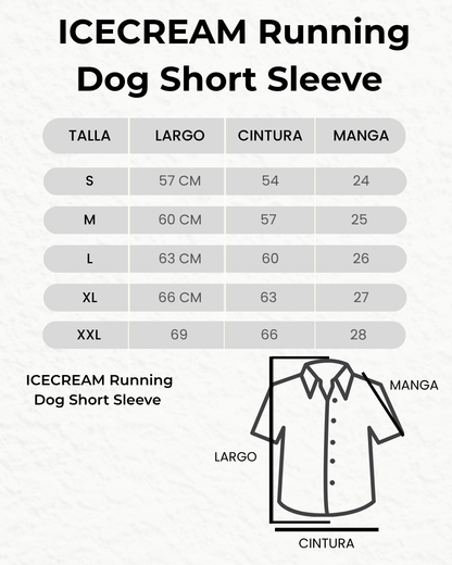 ICECREAM Running Dog Short Sleeve Denim Graphic Button-Up Shirt