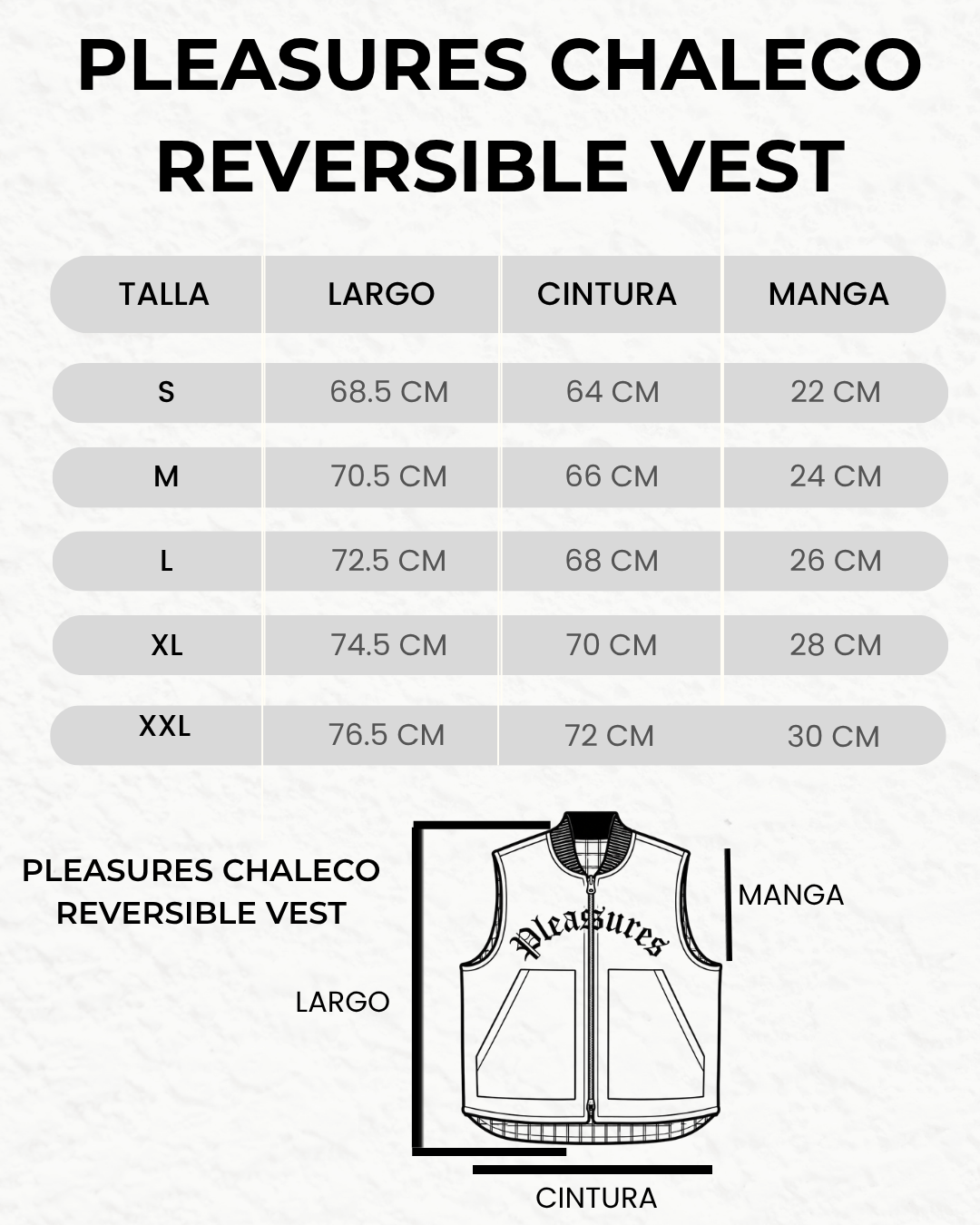 PLEASURES CHALECO REVERSIBLE VEST