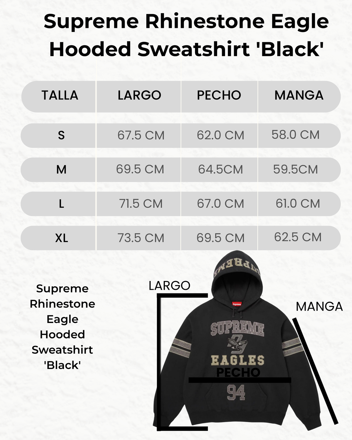 Supreme Rhinestone Eagle Hooded Sweatshirt 'Black'