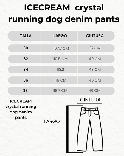 ICECREAM  crystal running dog denim pants