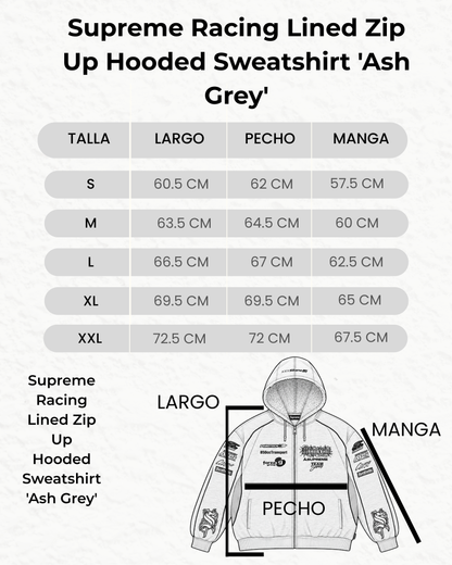 Supreme Racing Lined Zip Up Hooded Sweatshirt 'Ash Grey'