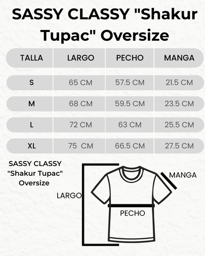 SASSY CLASSY "Shakur Tupac" Focused Black Grey Oversize Tee